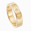 Star Fashion Sterling Silver Jewelry Celestial Cubic Zircon Ring Yellow Gold Plated