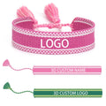 Custom Logo Gift Name Letters Handmade Braided Tassel Adjustable 3D Texts Charm Fabric Friendship Woven Embroidery Bracelet