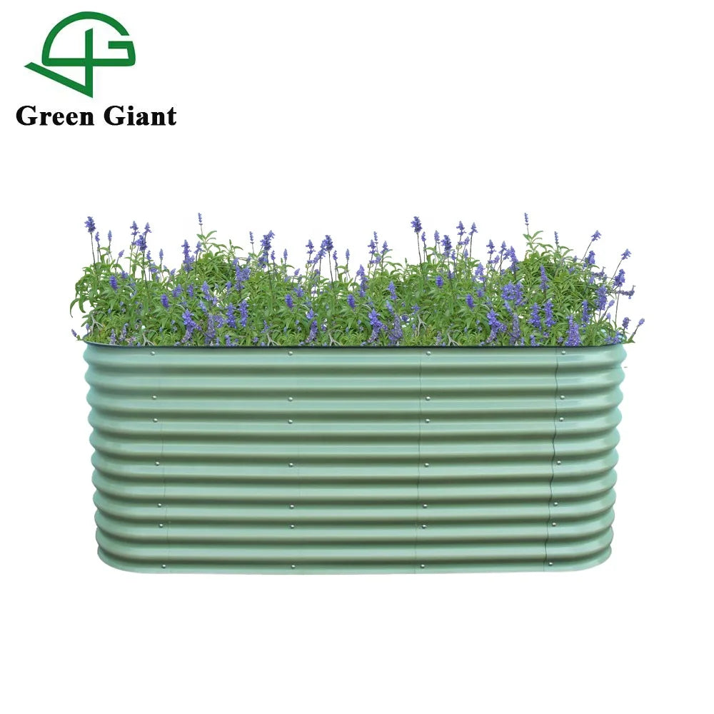 32"Tall 6 in 1 Outdoor Aluzinc Galvanized Planter Box Modular Corrugated Metal Raised Garden Bed Kit for the Garden