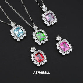 Wholesale Customized Luxury Colored Zircon Necklaces Fine Jewelry Pendant Necklaces for Women Gif Mother's Day Gift