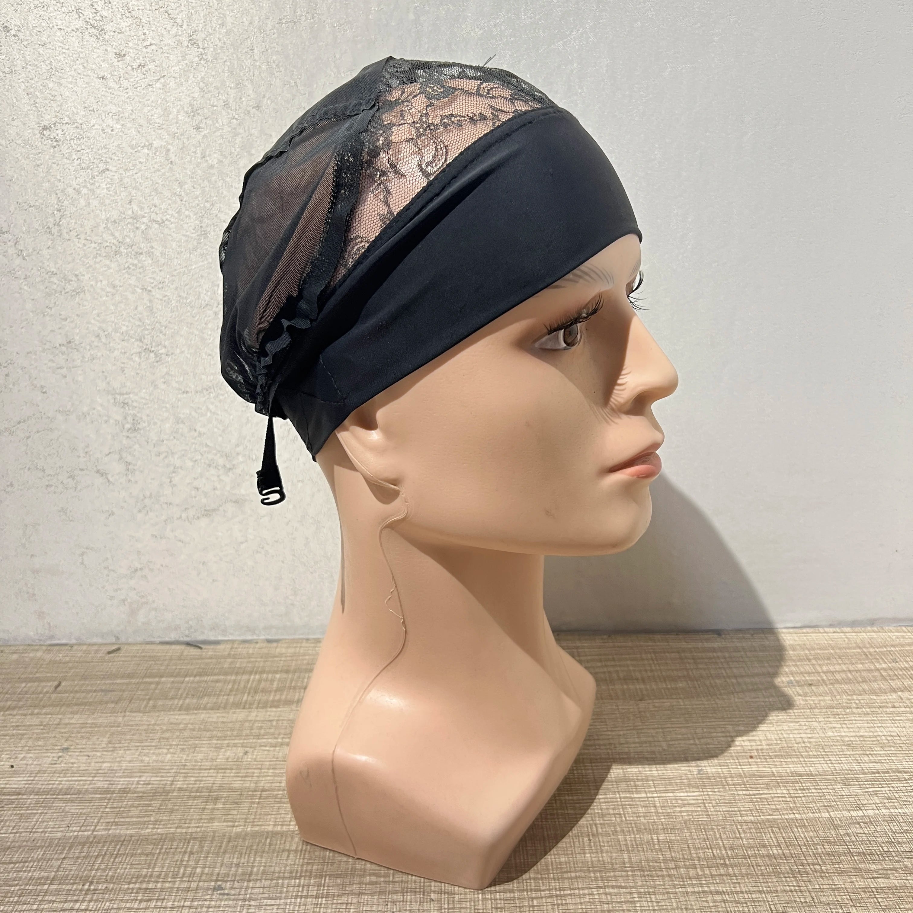 Headband Wig Cap With Adjustable Wave Weaving Wig Caps for Making Wigs Black Lace Mesh Dome Caps