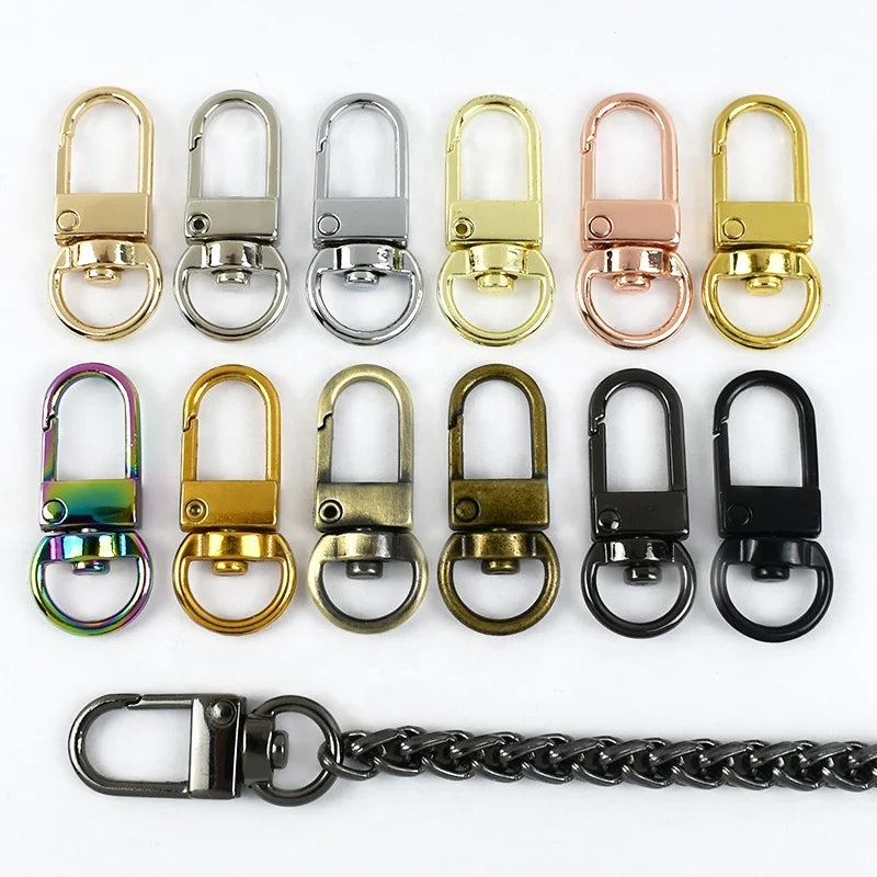 Meetee F3-29 10mm Bag Hardware Accessories Zinc Alloy Bag Strap Chain Swivel Connective Dog Hook Buckle Spring Dog Clasp Hook