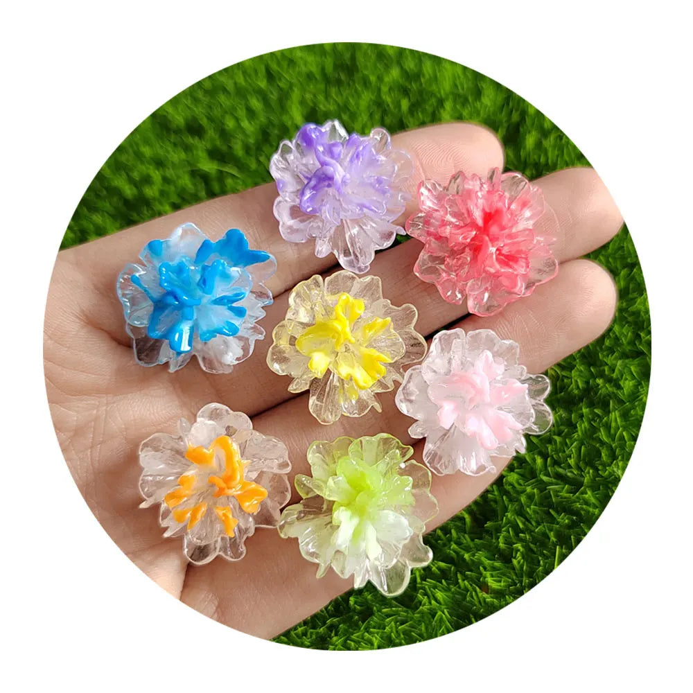 New Novelty 100Pcs Resin Flowers Flat Back Cabochons Embellishments Slime Charms for DIY Phone Case Scrapbooking Jewelry Making