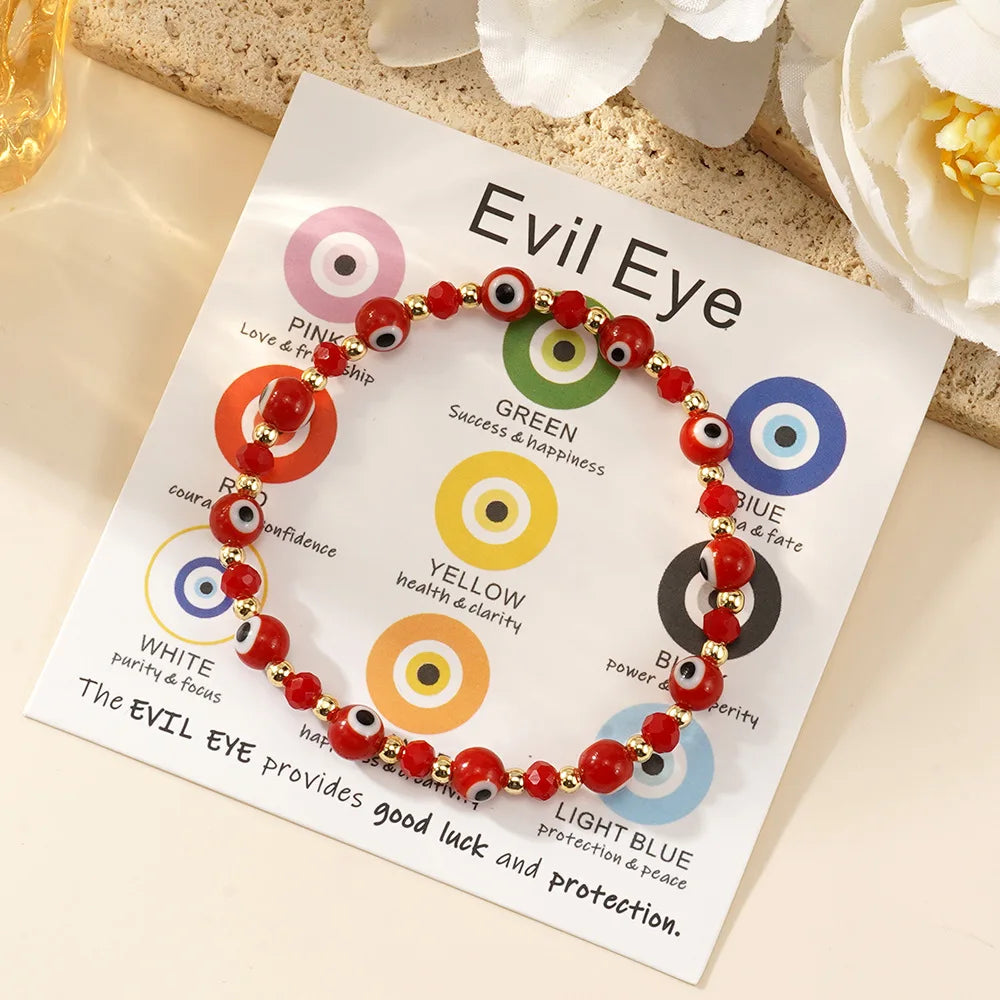 Fashion Unique CCB Gold Bead Handmade Beaded Bracelet Boho Style Evil Eye Bracelet for Women