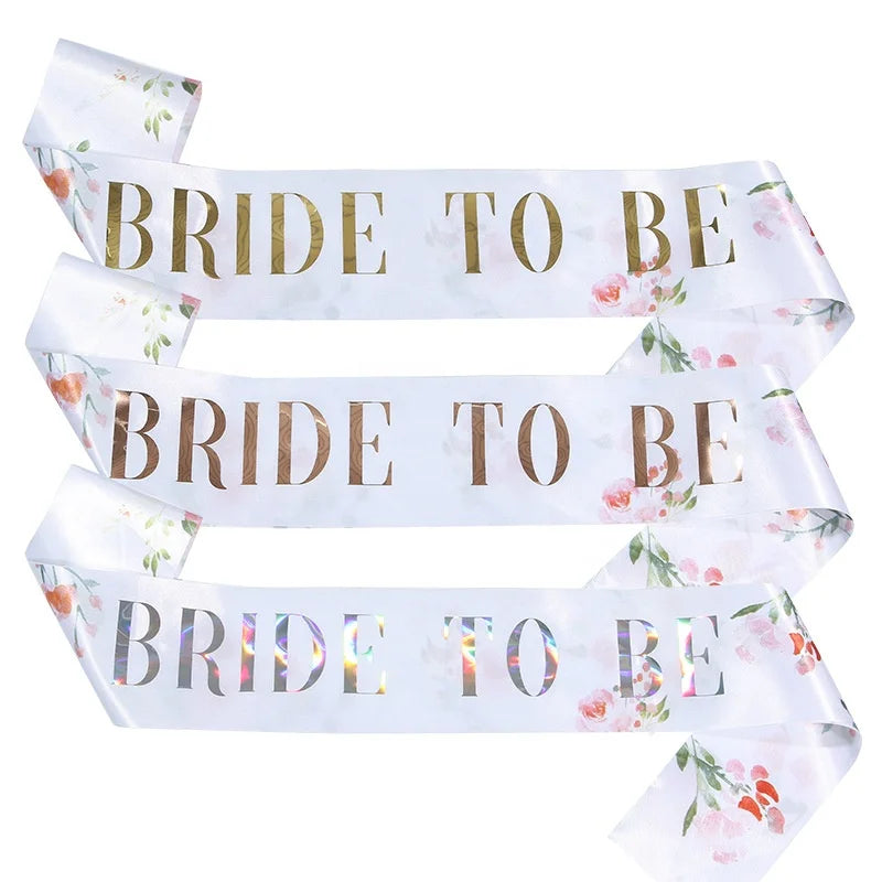 Flower Print Elegant Bride to Be Satin Sash Print Personalised Flower Print Sash