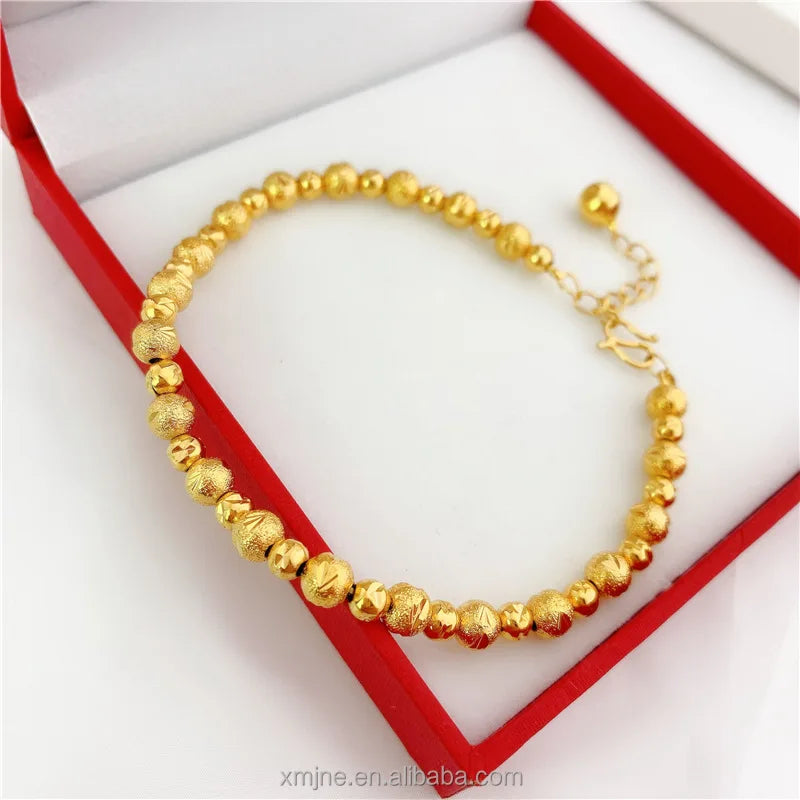 Dubai Jewelry Glossy Beads 3D Hard Plated Couples Model K Platedcar Flower Transfer Bead Gold Platedbracelet