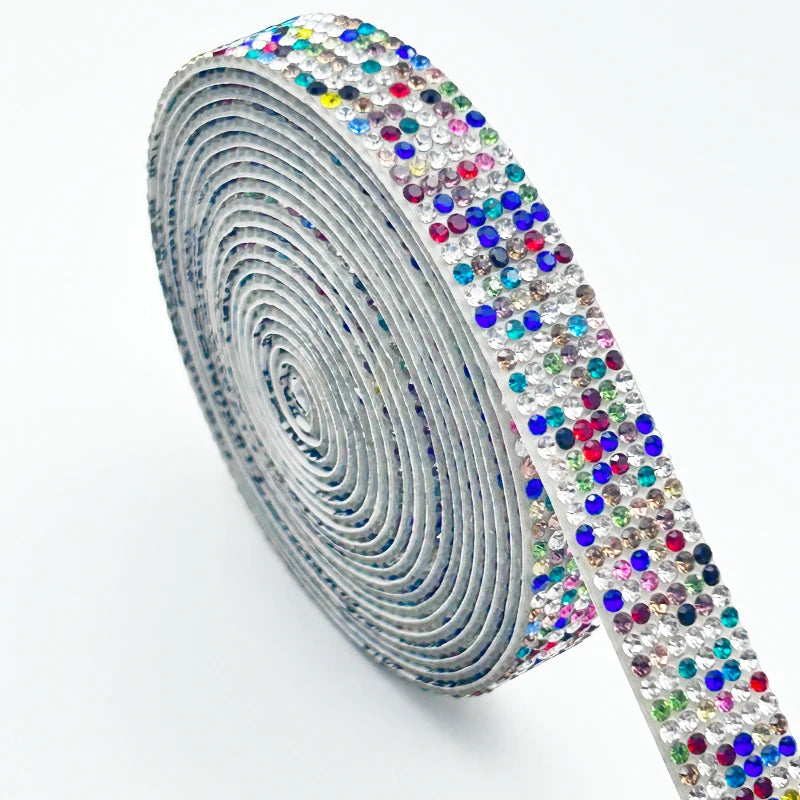 Fast Delivery 4 Row Adhesive Trim Crystal Rhinestone 5 Yards Self-Adhesive Ribbon Strips for DIY Accessories