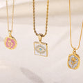 18K Gold Plated Stainless Steel Heart Tulip Flower Pendant Necklace Fashion Jewelry for Gift with Charm Pendants
