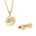 2025 Gold Plated Stainless Steel Tree Pendant Earrings Necklace Jewelry Sets for Wedding Gift Party Engagement for Women Men