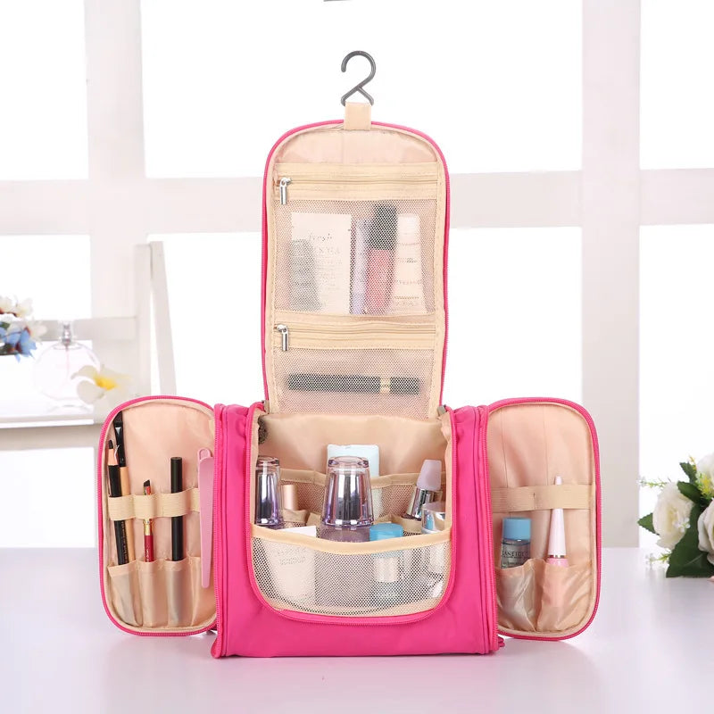 SW Classic Custom Logo Polyester Tote Makeup Bag Foldable Hanging Zippered Multi-layer Large Capacity Cosmetic Case for Travel