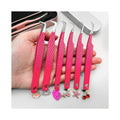 Custom 90 Degree Pink Japanese Stainless-Steel Slanted Eyelash Extension Isolation Tweezers Fiber Tips Tweezers With Charms