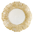Wedding Event Party Luxury 13inch Crystal Irregular Glass Fruit Plate Gold Foil Electroplate Glass Charger Plates for Restaurant