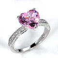 New Wedding Rings Set Heart Shaped Pink Heart Crystal Diamond Zircon Rings for Women's Engagement