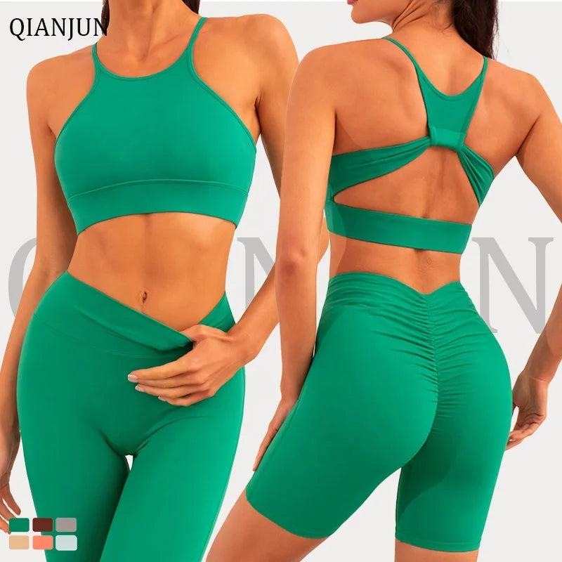 Custom LOGO 4 Pcs Suit Sports Clothes Women's Athletics Fitness Yoga Wear Workout Clothing Yoga Sets for Woman Gym Fitness Sets