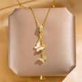 Wholesale Korean Fashion Women Exquisitezircon Full Diamond Pendant Necklace Tassel Butterfly Necklace