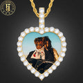 40mm Custom Heart Picture Pendant Necklace Hip Hop Jewelry Iced Out Couple Memory Custom Photo With Chain