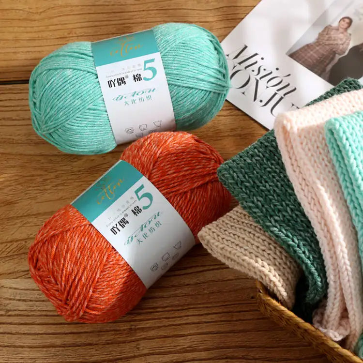 Manufacture 5 Ply Milk Cotton Yarn DIY 100g 240m 60% Cotton 40% Acrylic Thread for Hand Crochet Knitting