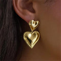 Luoyan INS Trendy 18K PVD Gold Plated Jewellery Non Tarnish Waterproof Hammer Texture Heart Earrings for Women Party
