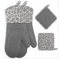 Oven Gloves Set Non-Slip Mat Long Baking Silicone Gloves Heat Resistant Pot Holder Kitchen Cooking Grilling BBQ Oven Mitts