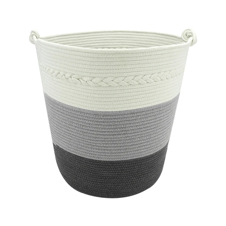 Cotton Rope Eco-friendly Foldable Large Laundry Basket with Handles Clothing Organizer for Bathroom and Home Use