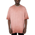 High Street Heavyweight Pigment Dye Washed Oversized Solid Distressed Short Sleeve Drop Shoulder Cotton T-Shirt