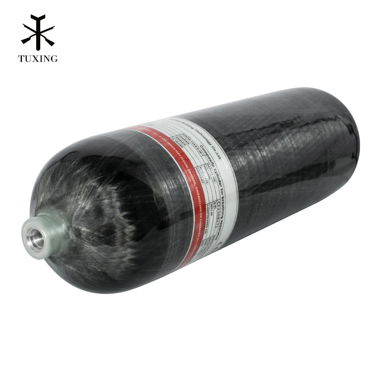 TUXING High Quality Customized 6.8L 4500Psi 300Bar Snorkeling Diving Breathing Fire Fighting Carbon Fiber Air Tank Gas Cylinder