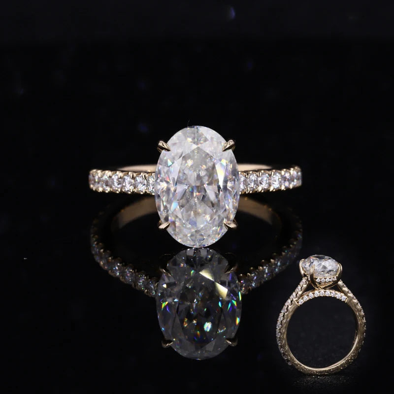 Starsgem Jewelry Oval Cut With DEF Vvs 7*10mm Gemstone Moissanite 14K Solid Gold Wedding Ring