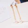 Simple Fashion Women's 5-6 mm White Long Tassel Freshwater Pearl Drop Earrings