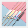 NEWNORTH Trendy Party Stainless Steel Custom Name Personalized Engraved Blank Hollow Heart Pendant Bar Necklace for Women