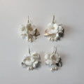 SLBRIDAL Handmade Rhinestones Crystals Freshwater Pearls Porcelain Flower Bridal Dangle Earring Wedding Earring Women Jewelry
