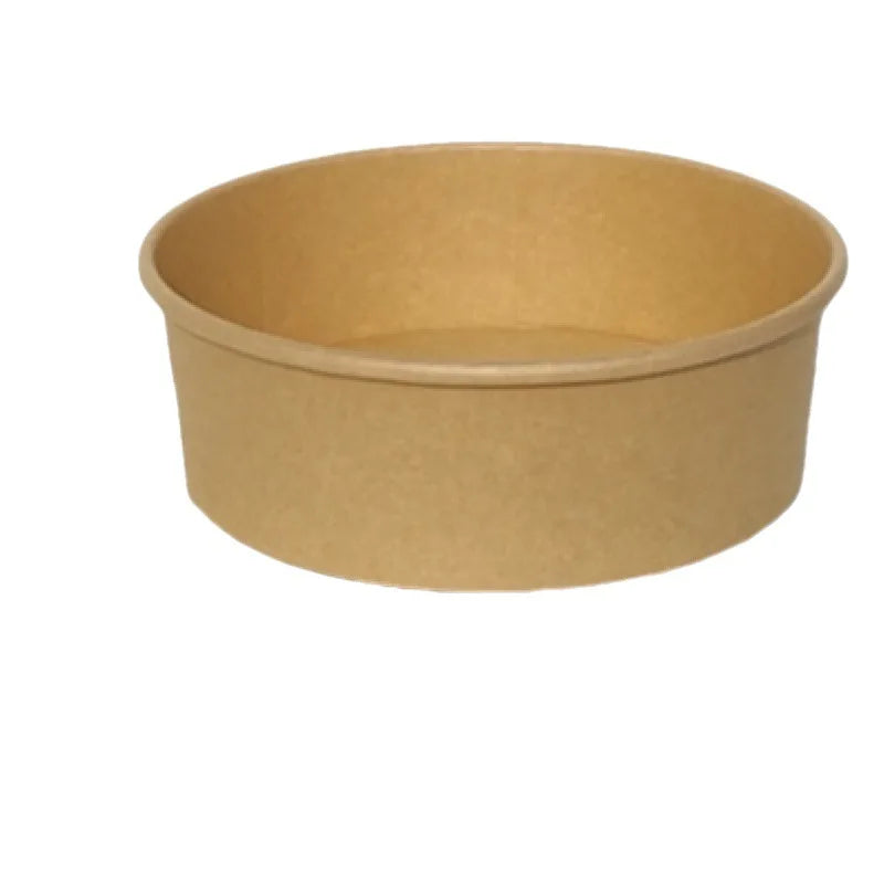 Wholesale Disposable Square Round Paper Cup Heatable Kraft Waterproof Custom Print Logo Paper Salad Poke Bowl With Pe Lid