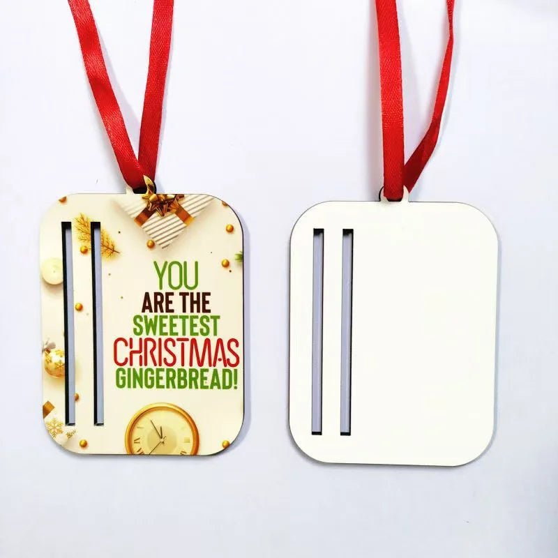 Double Sides Gift Card Sublimation Blank MDF Money Card Ornaments With Plastic Pouch