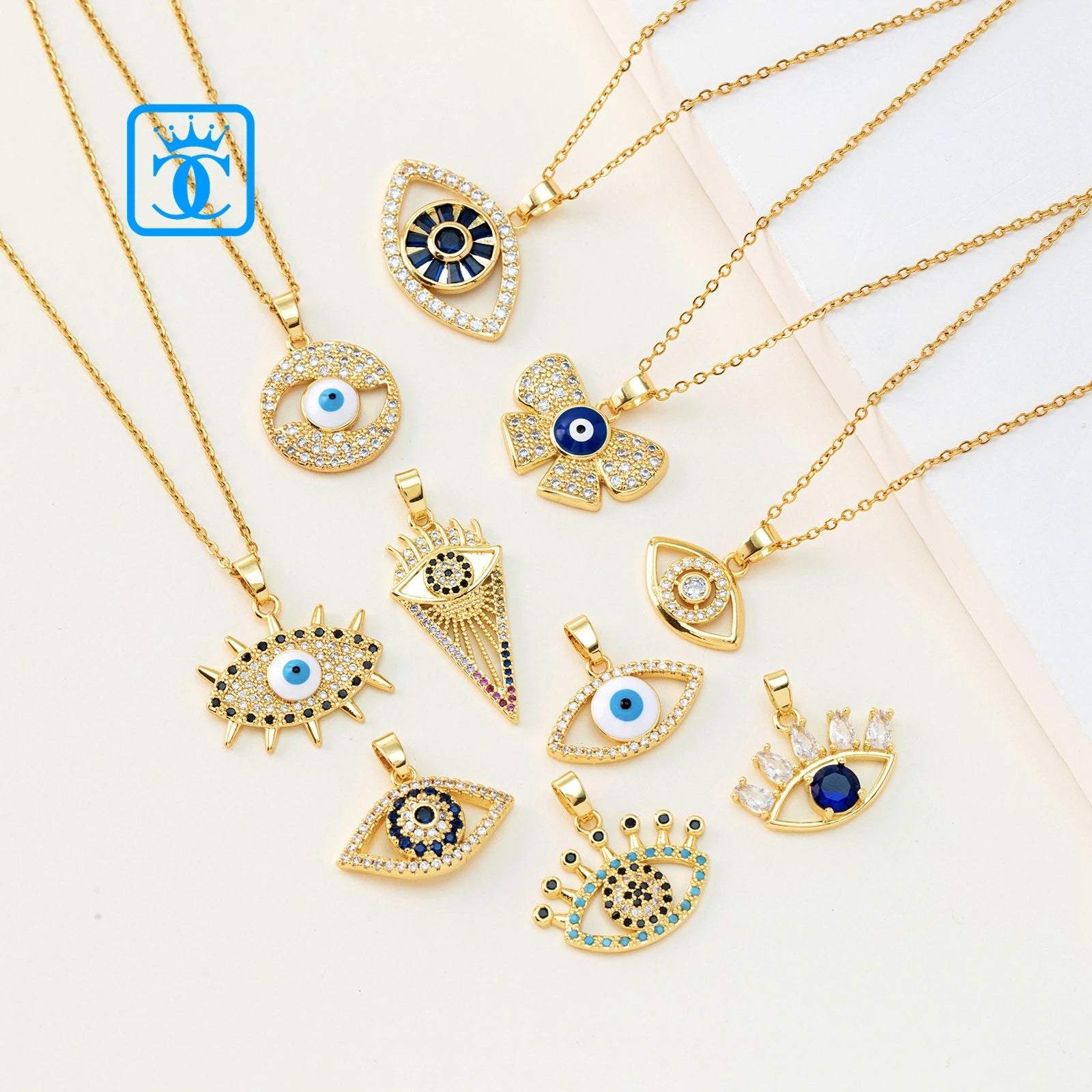 Turkish Blue Eye Brass Cz Micro Inlaid Zircon Crystal Drip Oil Evil Blue Eye Pendant Choker Necklace for Women Men Jewelry