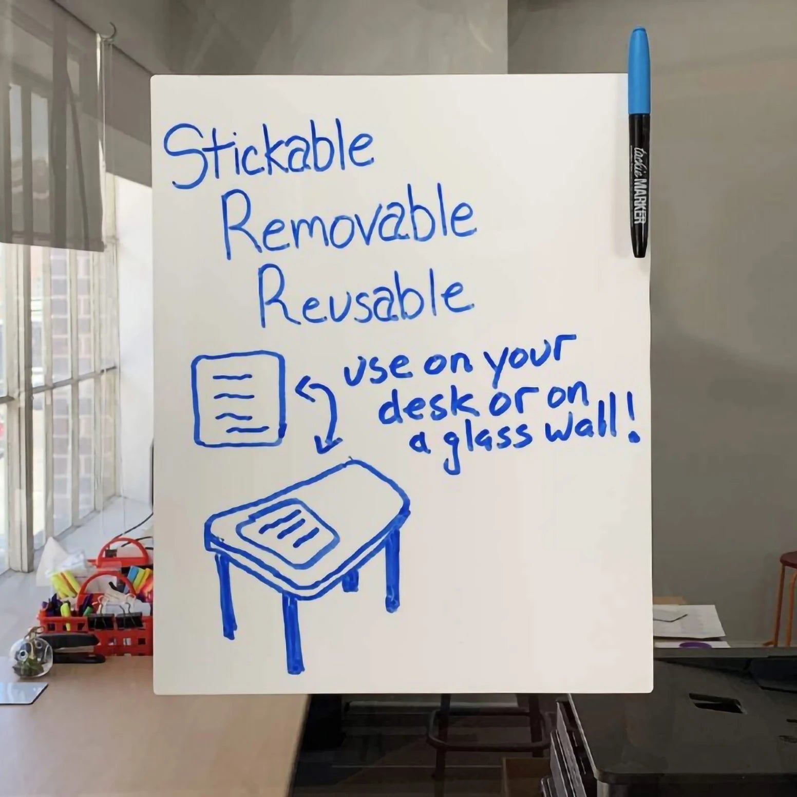 Hot Sale Dry Erase Paper Reusable Sticky Notes Waterproof Self Adhesive Whiteboard Wall Sticker Eco-Friendly Paper