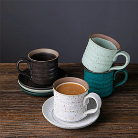 2025 Japanese Ins Vintage New Arrival Luxury Moroccan Porcelain Stoneware Ceramic Tea Cups and Saucers