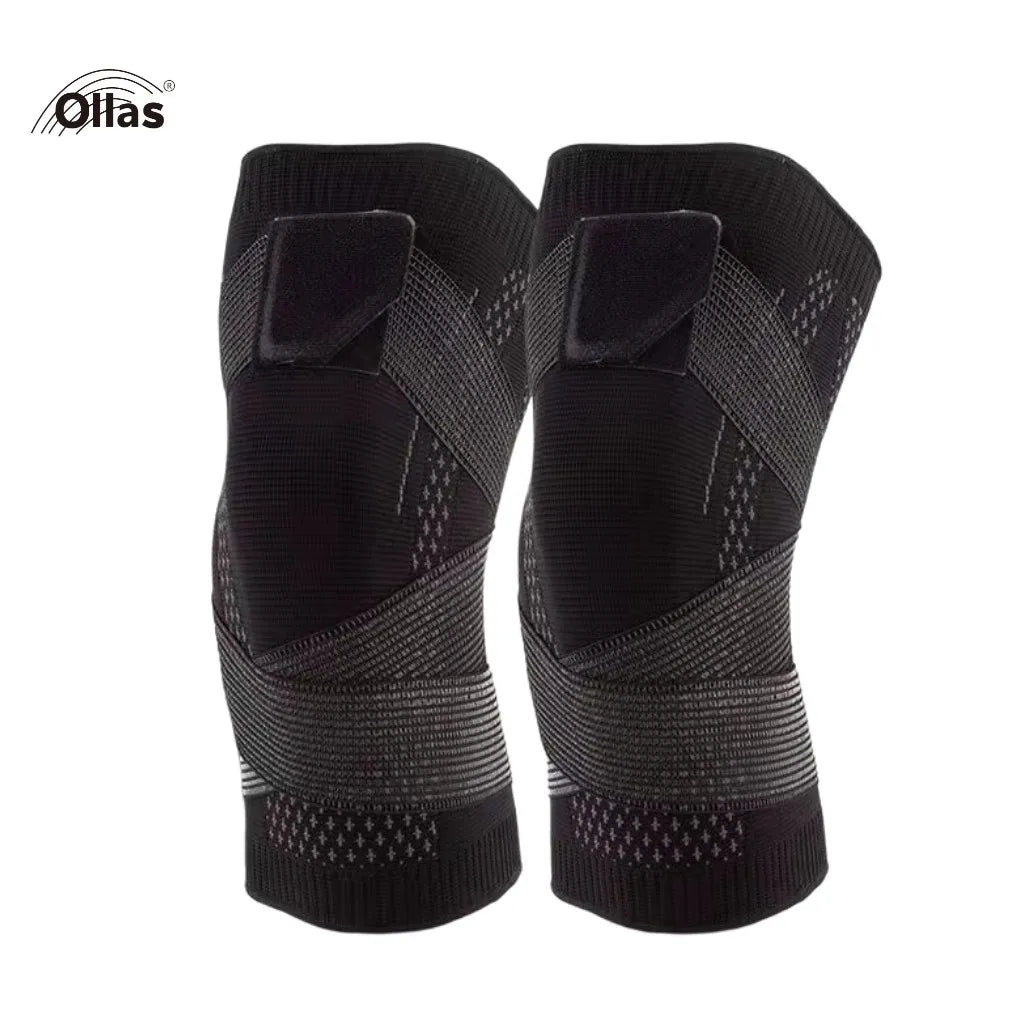 Hx001 OLLAS  Hot Selling Elastic Knitted Adjustable Strap Compression Knee Pads Non-slip Sports Knee Brace