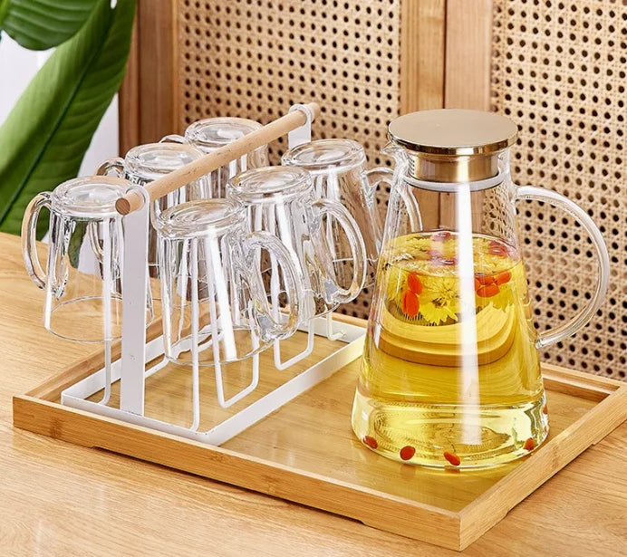Cartoon Cute Cow Nordic Style Eco-Friendly Glass Cup Teapot Set 1.7L Capacity Back to School
