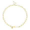 18K Gold Plated Stainless Steel Rectangle Herringbone Chain Women Jewelry Safety Pin Padlock Lock Pendant Necklace P203158