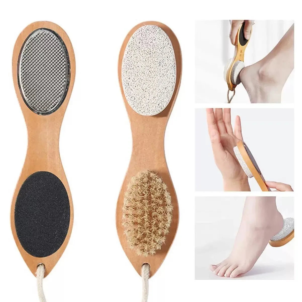 Factory Wholesale Custom logo Natural Wooden Long Foot Cleaning Brush and Foot File Simple Style Application for Foot