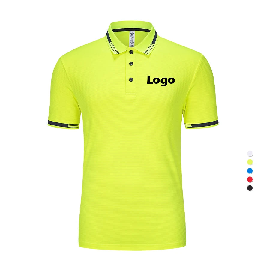 Lidong Custom Logo Men's for Polo T-Shirts Neon Green Bulk Stock 100% Polyester with Printed Pattern Based Approved Clothing