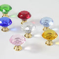 Natural Color 30mm Single Hole Crystal Glass Knobs Diamond Shape Cupboard Pulls for Kitchen Dresser Bedroom Cabinet Door