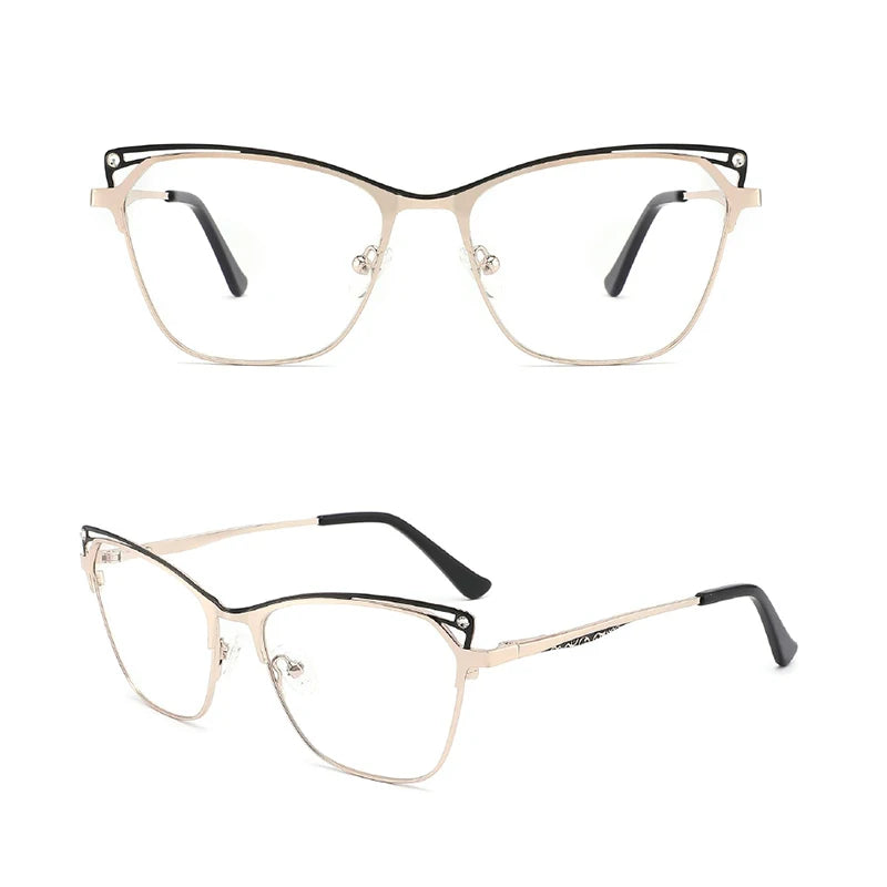 Spectacle Cat Eye Metal Eyeglasses Frame Optical Glasses 2022 Newest Luxury Prescription Glasses for Women Optical Glasses