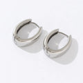 Women Fashion Jewelry Accessories Vintage Style Silver Plated Stainless Steel Post Huggie Big U Shape Hoop Earrings