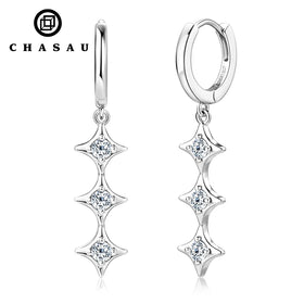 GRA Certification New Arrival D Color Original 925 Sterling Silver D0.30CT Star Moissanite Long Drop Earrings for Women