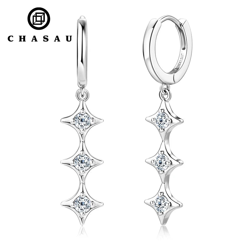 GRA Certification New Arrival D Color Original 925 Sterling Silver D0.30CT Star Moissanite Long Drop Earrings for Women