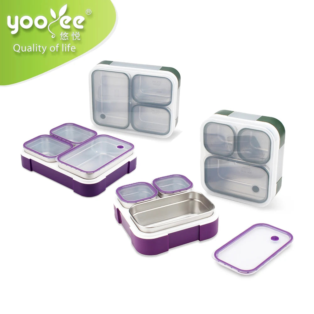 2/3/4/5 Compartment Stainless Steel Vacuum Insulated Lunchbox Tiffin Food Storage Box for Food with Lid