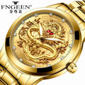 FNGEEN 336 Top Luxury Men Gold Dragon Watch Waterproof Luminous Quartz Watches Mens Alloy Band Hot Selling Clock