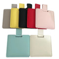 Fashion Vintage Customized Logo Folding Pu Leather Case Metal Stainless Steel Ultra-thin Portable Pocket Makeup Mirror