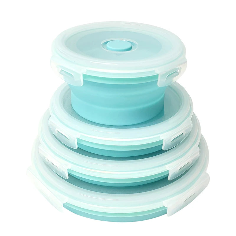 Fiambrera De Silicona 4 Pcs Collapsible Food Well sealed Lunch Box Storage Container Silicone Food Storage Containers Leakproof