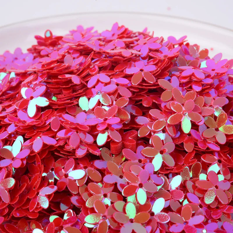 Lan Guang Wholesale Eco-Friendly PVC Colorful Five Leaf Flower Shape Nail Sequins Diy Accessories Clothing Decor Holes